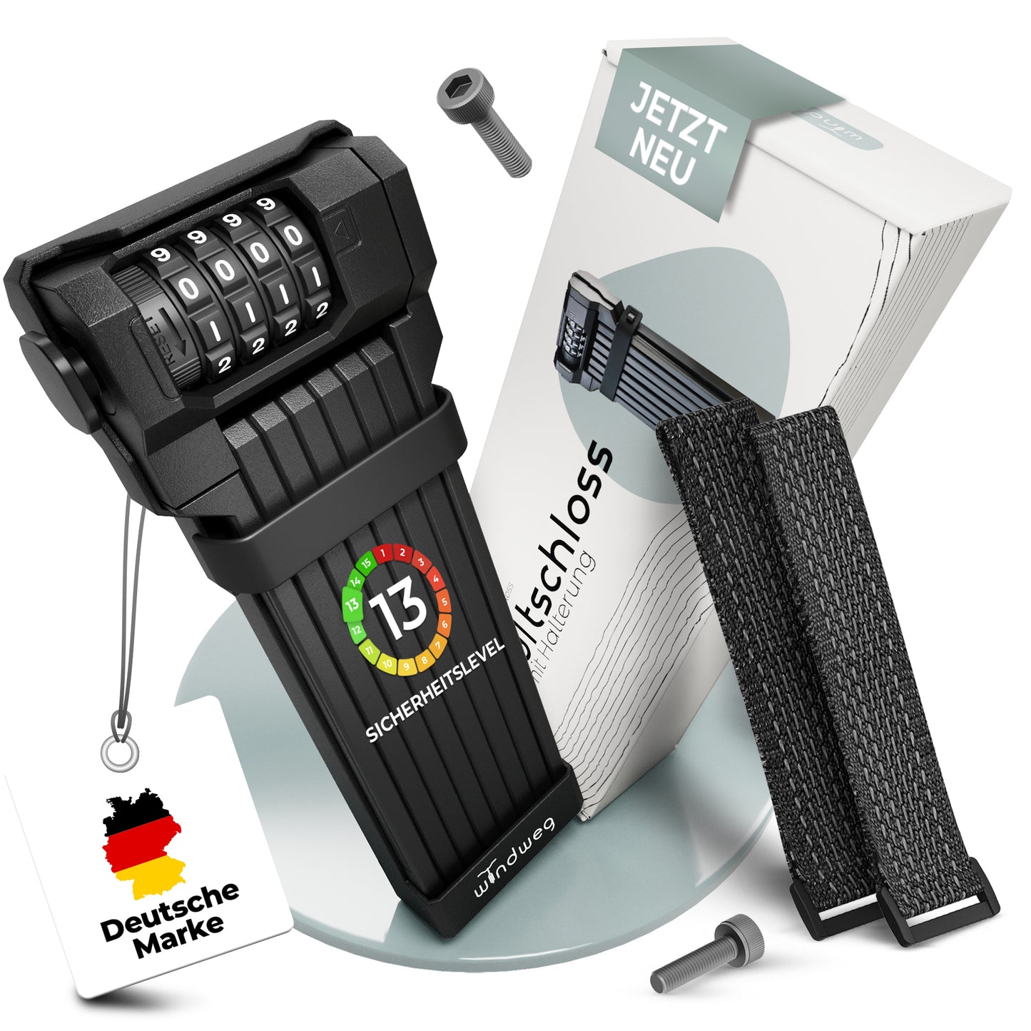 Windweg Faltschloss XL Zahlen 120cm – Sicherheitslevel 13