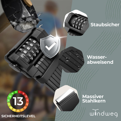 Windweg Faltschloss XL Zahlen 120cm – Sicherheitslevel 13