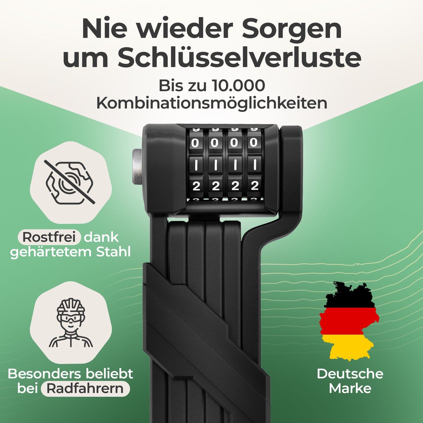 Faltschloss Fahrrad 90 cm – Zahlencode