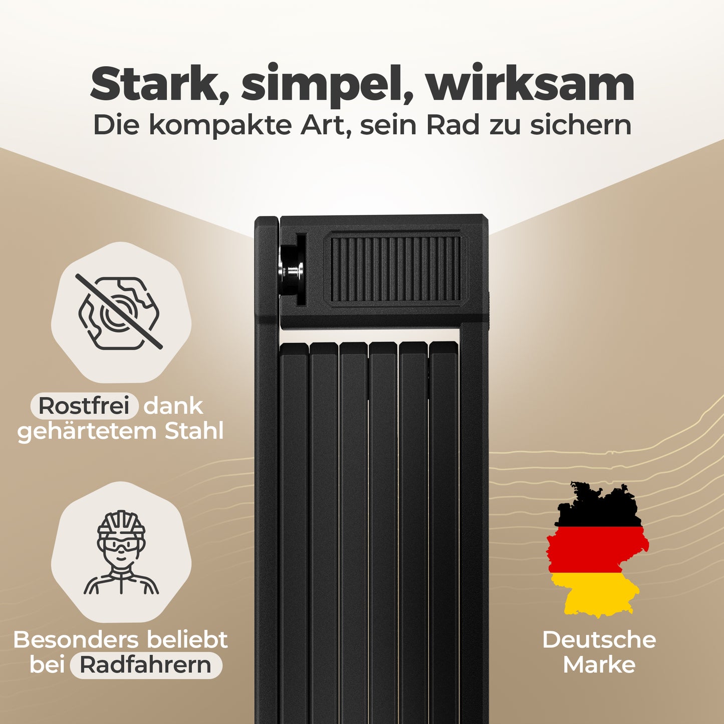 Faltschloss Fahrrad 120cm - 3 Schlüssel