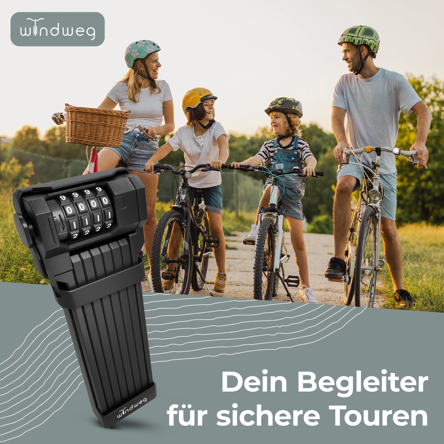 Faltschloss Fahrrad 120cm - Zahlencode