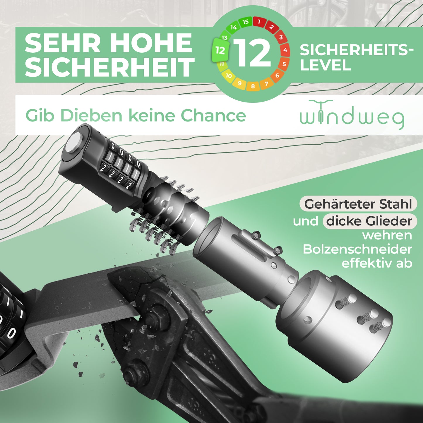 Faltschloss Fahrrad 90 cm – Zahlencode