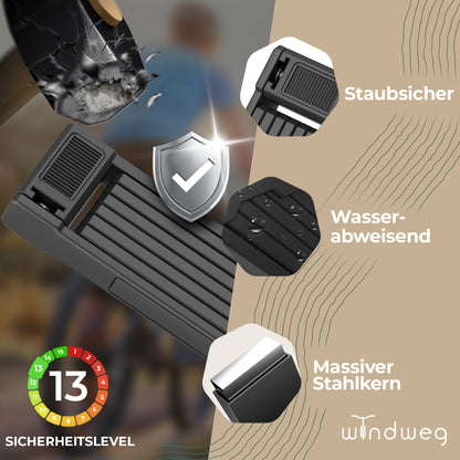 Faltschloss Fahrrad 120cm - 3 Schlüssel