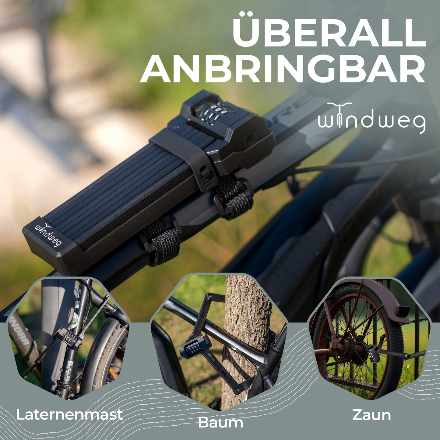 Faltschloss Fahrrad 120cm - Zahlencode